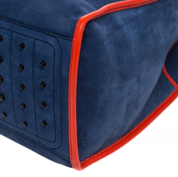 Tod's Blue Leather Script Impronte Shopper Tote