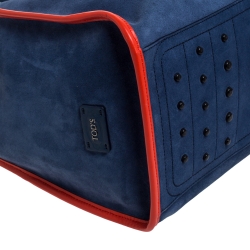 Tod's Blue Leather Script Impronte Shopper Tote