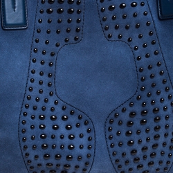 Tod's Blue Leather Script Impronte Shopper Tote