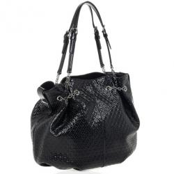 Tod`s Signature Medium Black Patent Leather Tote Bag