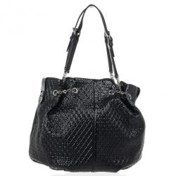 Tod`s Signature Medium Black Patent Leather Tote Bag