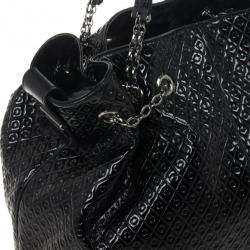 Tod`s Signature Medium Black Patent Leather Tote Bag