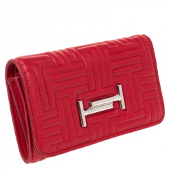 Pre Owned Tod's Red Leather Trifold Wallet