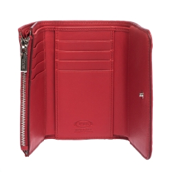 Pre Owned Tod's Red Leather Trifold Wallet
