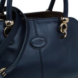 مملوكة مسبقًا Tod's Navy Leather Small Sella Bowler Bag