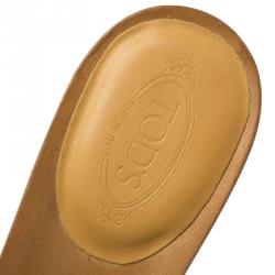 Pre Owned Tod's Brown Leather Cut Out Criss Cross Ankle Strap Platform Heel Sandals Size 39.5