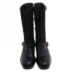 Pre Owned حذاء بوت تودز بيكر إبزي م سويدي وجلد أسود مقاس 38