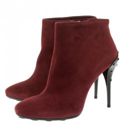 مملوكة مسبقًا حذاء بوت للكاحل تودز سويدي أحمر عنابي مقاس 37