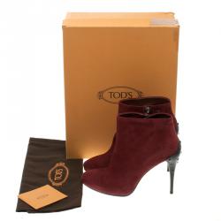 مملوكة مسبقًا حذاء بوت للكاحل تودز سويدي أحمر عنابي مقاس 37