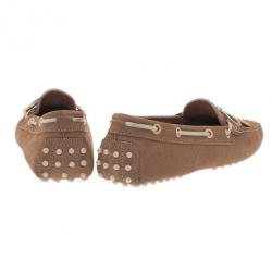 مملوكة مسبقًا Tod's Brown Suede Bow Loafers Size 39.5