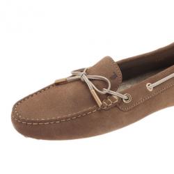 مملوكة مسبقًا Tod's Brown Suede Bow Loafers Size 39.5
