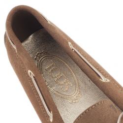 مملوكة مسبقًا Tod's Brown Suede Bow Loafers Size 39.5