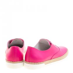 Pre Owned Tod's Fuchsia Pink Leather Francesina Espadrille Slip On Sneakers 38.5