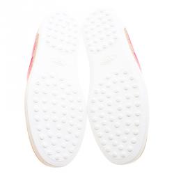 Pre Owned Tod's Fuchsia Pink Leather Francesina Espadrille Slip On Sneakers 38.5