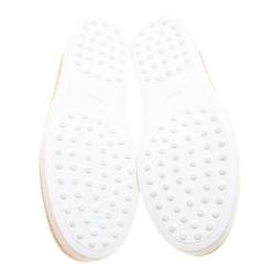 Pre Owned Tod's Metallic Silver Leather Pantofola Espadrille Slip On Sneakers Size 40