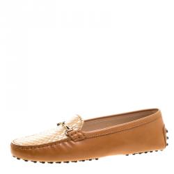 Pre Owned Tod's Two Tone Embossed Python Leather Horsebit Loafers Size 37