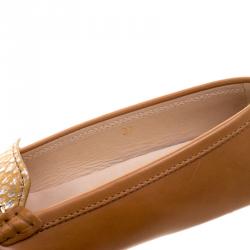 Pre Owned Tod's Two Tone Embossed Python Leather Horsebit Loafers Size 37