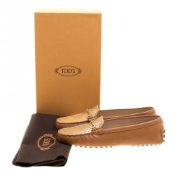 Pre Owned Tod's Two Tone Embossed Python Leather Horsebit Loafers Size 37