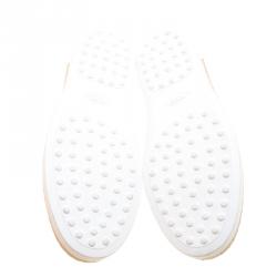 Pre Owned Tod's Metallic Gold Leather Pantofola Espadrille Slip On Sneakers Size 37.5