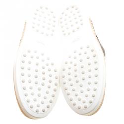 Pre Owned Tod's Black Leather Francesina Espadrille Slip On Sneakers Size 39