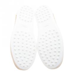 Pre Owned Tod's Metallic Silver Leather Pantofola Espadrille Slip On Sneakers Size 39.5