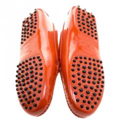 Pre Owned Tod's Orange Patent Leather Penny Loafers Size 40