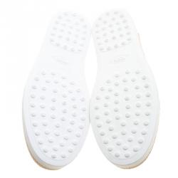 Pre Owned Tod's Metallic Silver Leather Pantofola Espadrille Slip On Sneakers Size 39