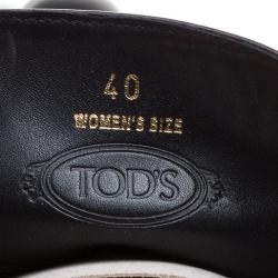 Pre Owned Tod's Black Leather Block Heel Buckle Tall Boots Size 40