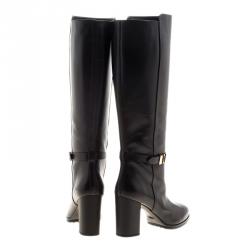 مملوكة مسبقًا بوت تودز جلد أسود بنعل مربع وإبزيم طويل مقاس 36.5