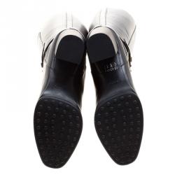 مملوكة مسبقًا بوت تودز جلد أسود بنعل مربع وإبزيم طويل مقاس 36.5