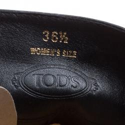 مملوكة مسبقًا بوت تودز جلد أسود بنعل مربع وإبزيم طويل مقاس 36.5