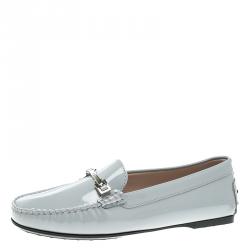 Pre Owned  Tod's Grey Patent Leather Horsebit Loafers Size 40