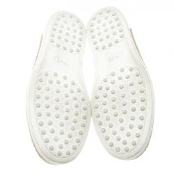 Pre Owned Tod's Grey Leather Francesina Espadrille Slip On Sneakers Size 37