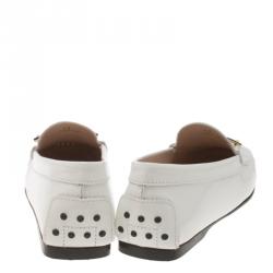 Pre Owned Tod's White Patent Leather Horsebit Loafers Size 40