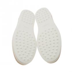 Pre Owned Tod's Metallic Silver Leather Pantofola Espadrille Slip On Sneakers Size 39.5