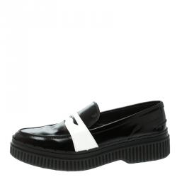 Pre Owned Tod's Black Leather Platform Penny Loafers Size 39