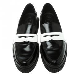 Pre Owned Tod's Black Leather Platform Penny Loafers Size 39