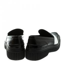 Pre Owned Tod's Black Leather Platform Penny Loafers Size 39