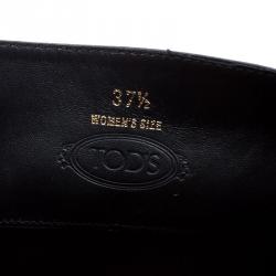 Pre Owned Tod's Black Leather Block Heel Buckle Tall Boots Size 37.5