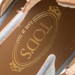 Pre Owned Tod's Two Tone Suede and Leather Open Toe T Strap Platform Sandals Size 38.5