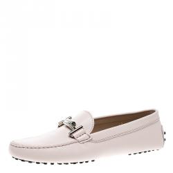 Pre Owned حذاء لوفرز تودز جلد وردي فاتح إبزيم دوبل T مقاس 42