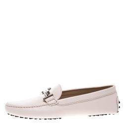 Pre Owned حذاء لوفرز تودز جلد وردي فاتح إبزيم دوبل T مقاس 42