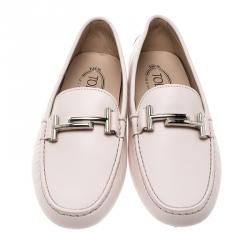 Pre Owned حذاء لوفرز تودز جلد وردي فاتح إبزيم دوبل T مقاس 42