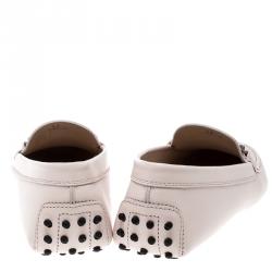 Pre Owned حذاء لوفرز تودز جلد وردي فاتح إبزيم دوبل T مقاس 42