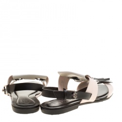 Pre Owned Tod's Tricolor Leather Fringe Detail Flat Sandals Size 39