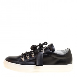 Pre Owned Tod's Black Leather Sportivo Ganci Lace Up Sneakers Size 40