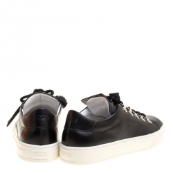 Pre Owned Tod's Black Leather Sportivo Ganci Lace Up Sneakers Size 40