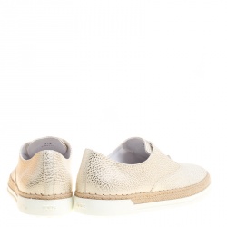 Pre Owned Tod's Cream Textured Leather Francesina Espadrille Slip On Sneakers Size 39.5