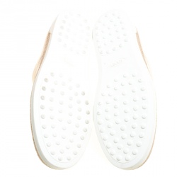 Pre Owned Tod's Cream Textured Leather Francesina Espadrille Slip On Sneakers Size 39.5
