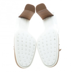 Pre Owned حذاء كعب عالي تودز لوفرز فيونكة جلد لونين مقاس 39.5